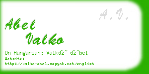 abel valko business card