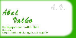 abel valko business card